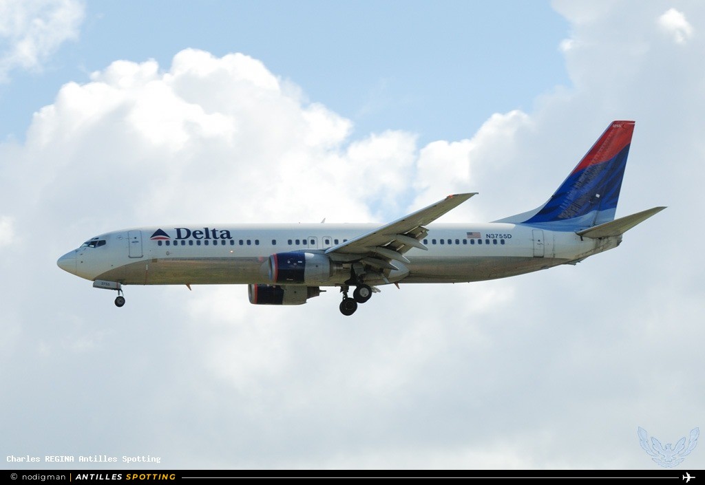 N3755D · Boeing 737-800, Delta Air Lines, Martinique – Aimé Césaire