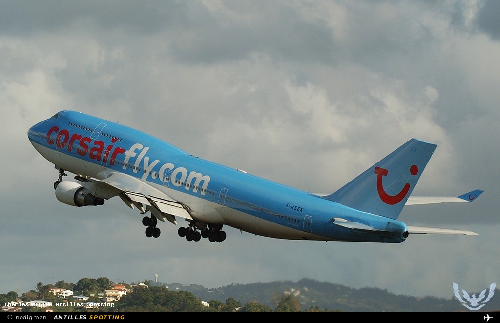 F-HSEX · Boeing 747-400, Corsair, Martinique – Aimé Césaire