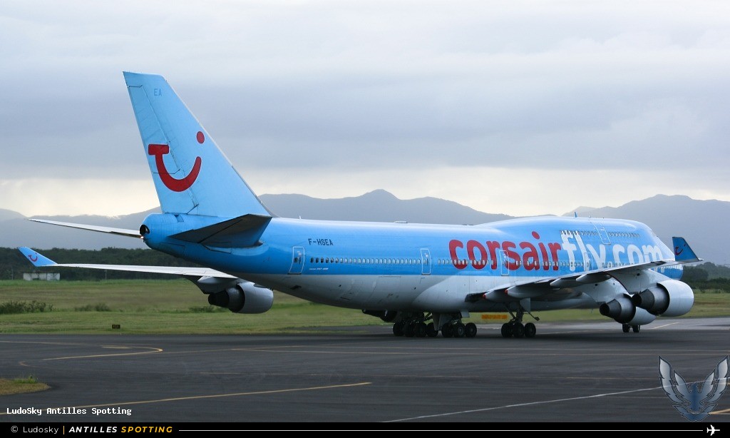 F-HSEA · Boeing 747-400, Corsair, Pointe-à-Pitre – Maryse Condé