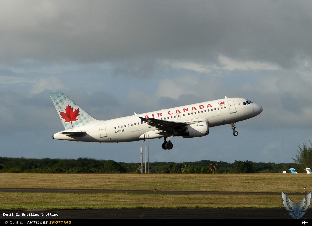 C-FYJP · Airbus A319, Air Canada, Pointe-à-Pitre – Maryse Condé
