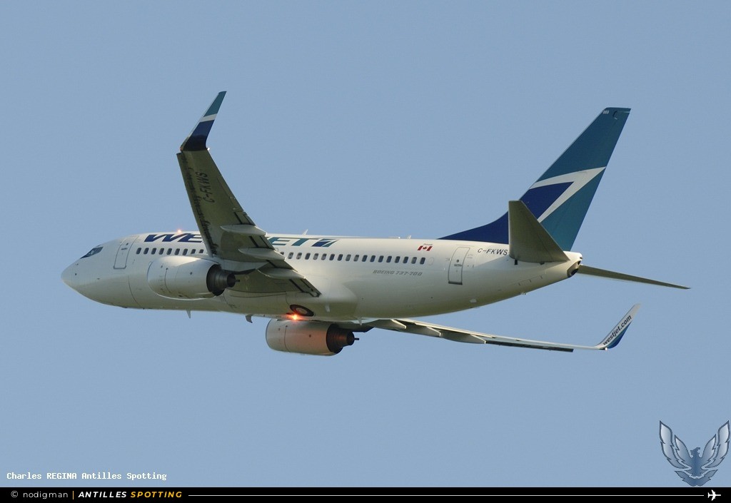 C-FKWS · Boeing 737-700, WestJet, Martinique – Aimé Césaire
