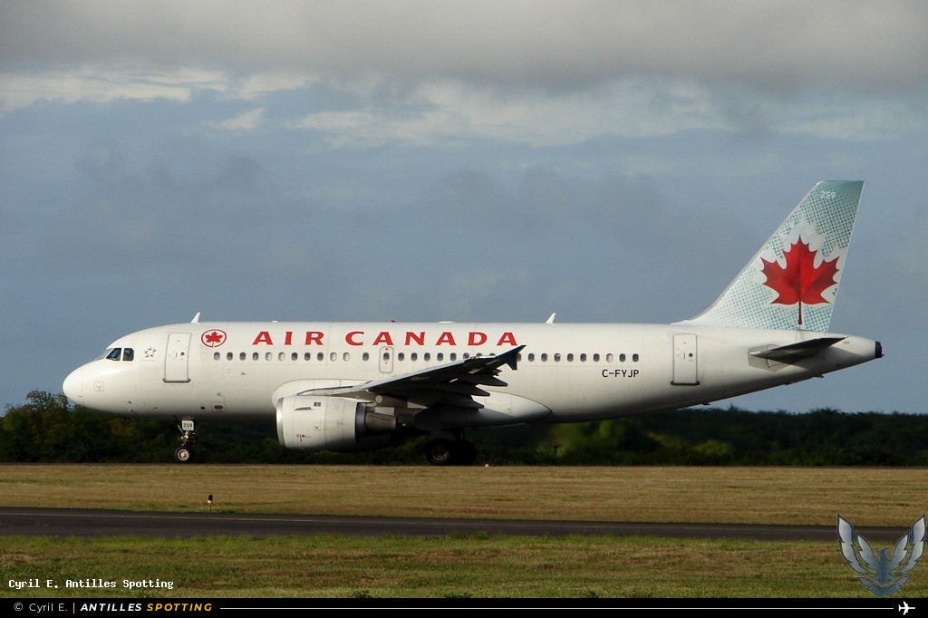 C-FYJP · Airbus A319, Air Canada, Pointe-à-Pitre – Maryse Condé