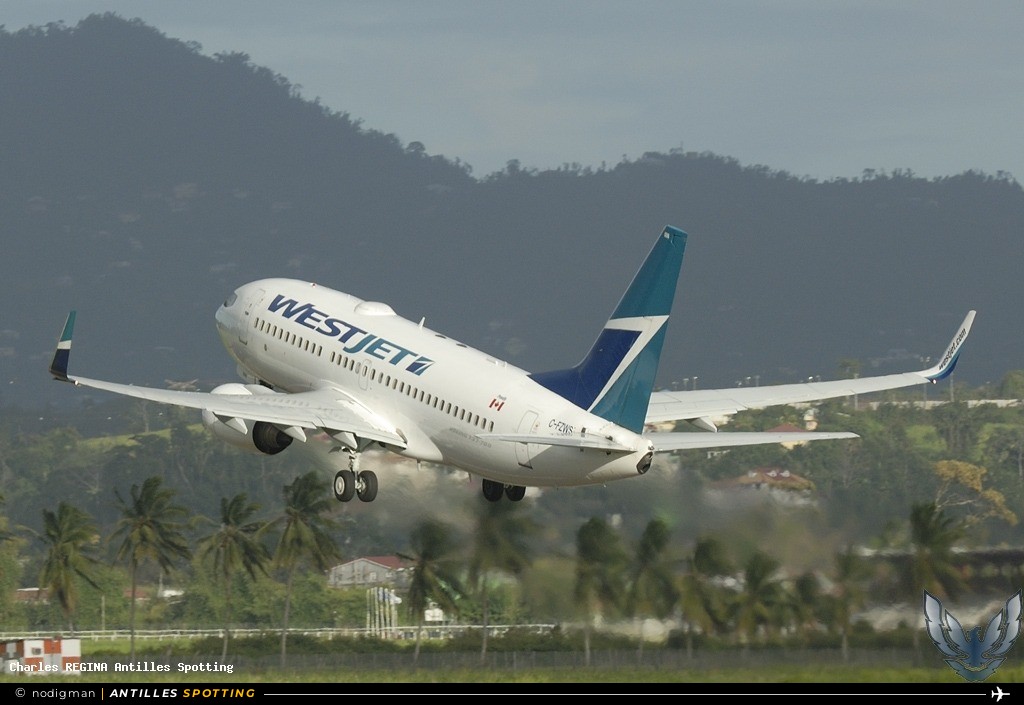 C-FZWS · Boeing 737-700, WestJet, Martinique – Aimé Césaire