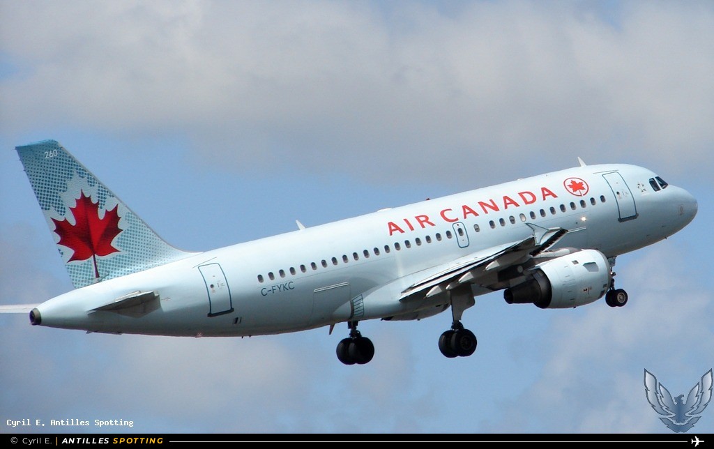 C-FYKC · Airbus A319, Air Canada, Pointe-à-Pitre – Maryse Condé