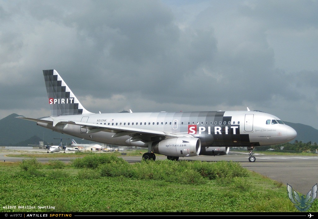N510NK · Airbus A319, Spirit Airlines, Sint Maarten – Princess Juliana