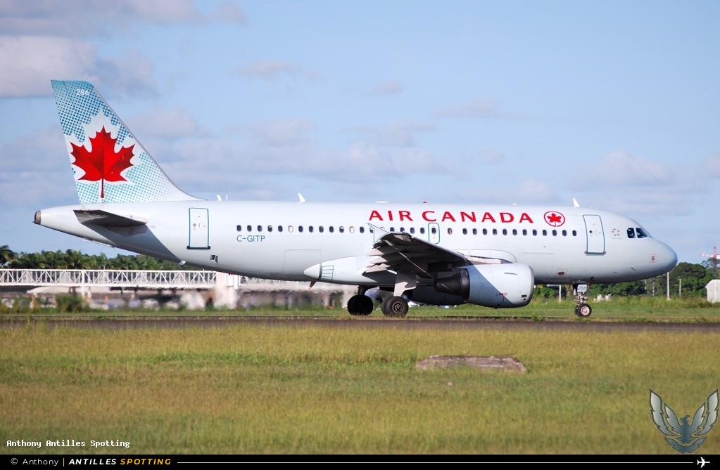 C-GITP · Airbus A319, Air Canada, Pointe-à-Pitre – Maryse Condé