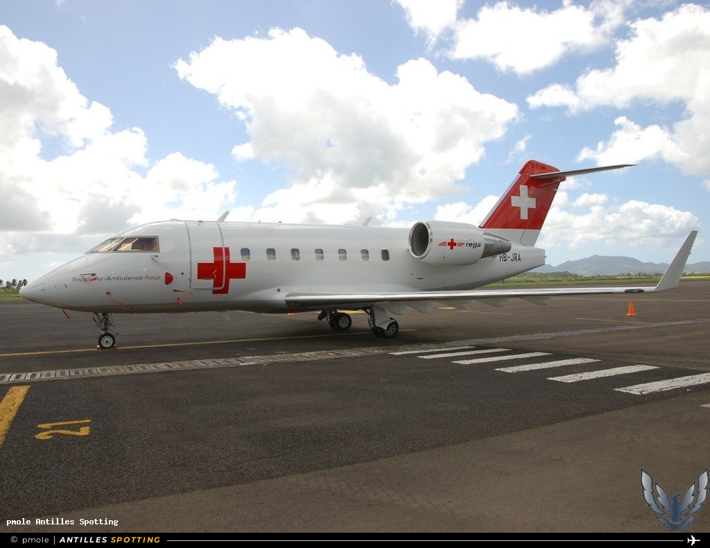 HB-JRA · Bombardier Challenger 604 / 605 / 650, Rega Swiss Air-Ambulance, Martinique – Aimé Césaire