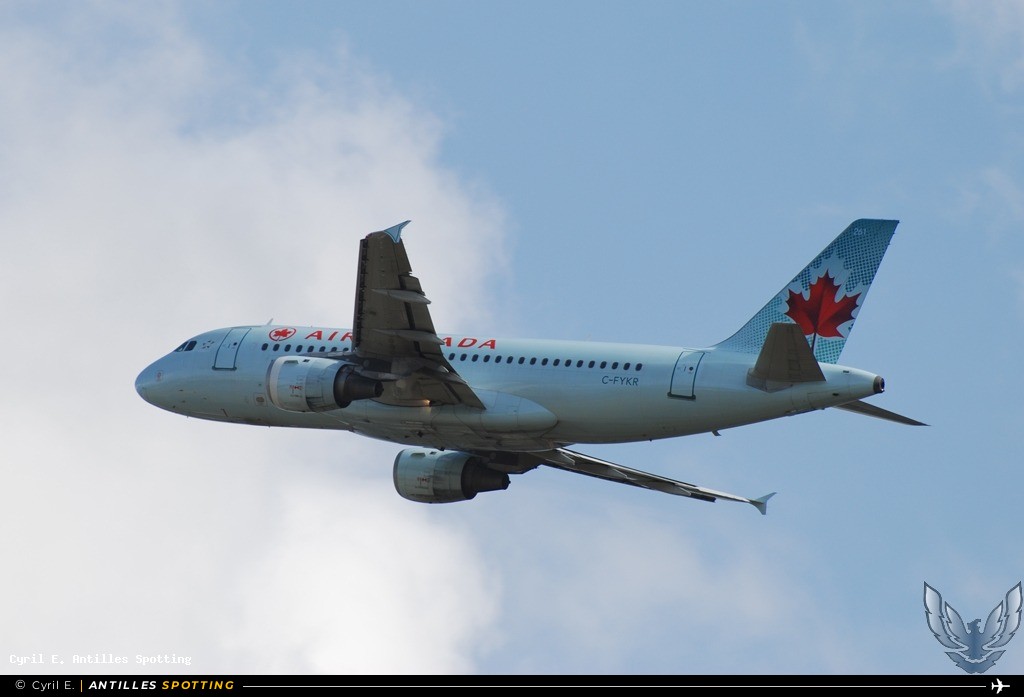 C-FYKR · Airbus A319, Air Canada, Pointe-à-Pitre – Maryse Condé