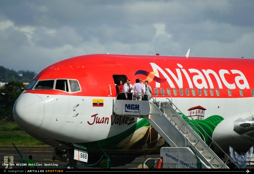 N988AN · Boeing 767-200, Avianca, Martinique – Aimé Césaire