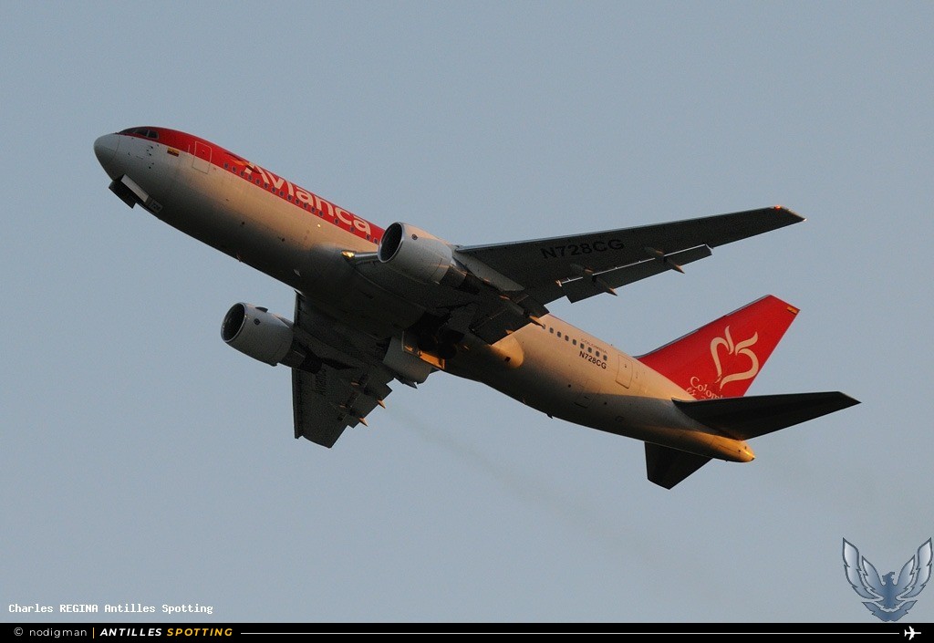 N728CG · Boeing 767-200, Avianca, Martinique – Aimé Césaire