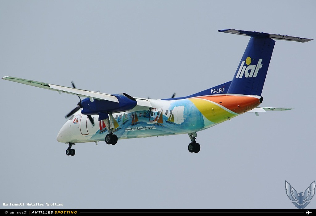 V2-LFU · De Havilland Canada Dash 8-100, LIAT, Sint Maarten – Princess Juliana