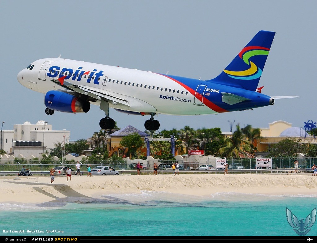 N504NK · Airbus A319, Spirit Airlines, Sint Maarten – Princess Juliana