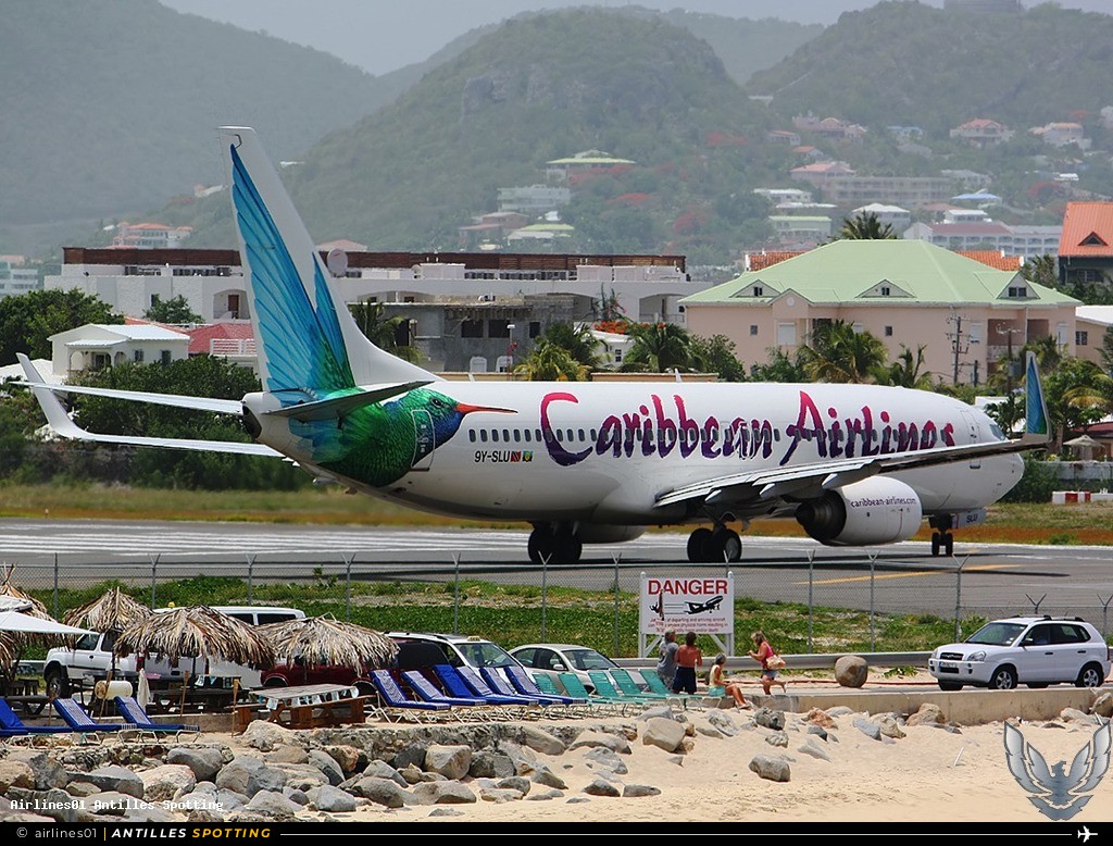 9Y-SLU · Boeing 737-800, Caribbean Airlines, Sint Maarten – Princess Juliana