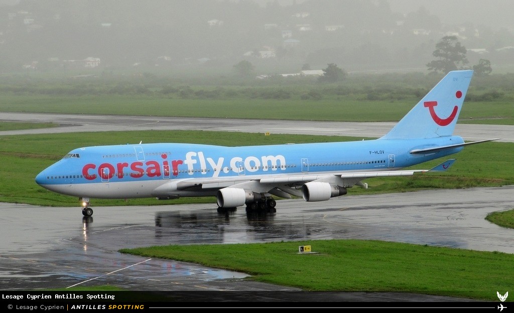 F-HLOV · Boeing 747-400, Corsair, Martinique – Aimé Césaire