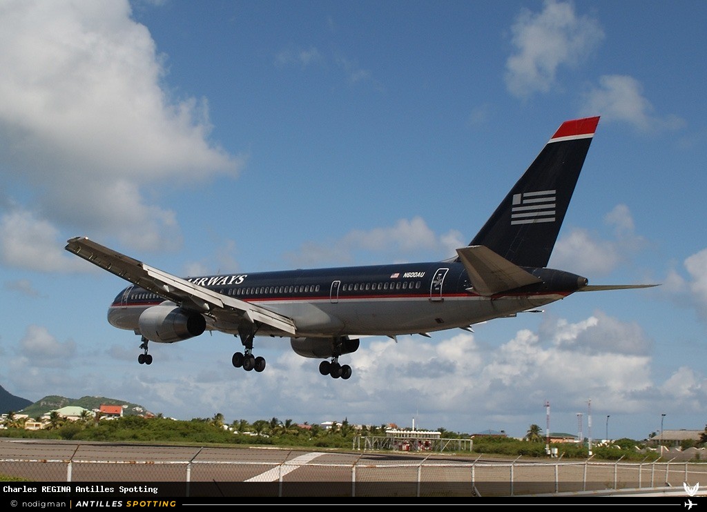 N600AU · Boeing 757-200, US Airways, Sint Maarten – Princess Juliana