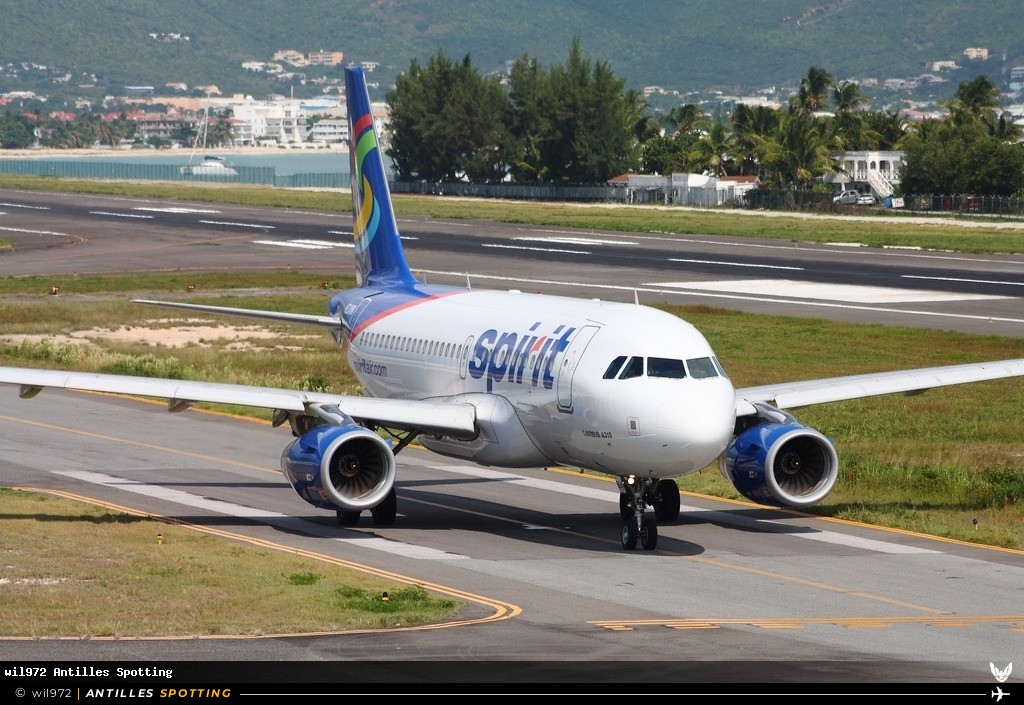 N534NK · Airbus A319, Spirit Airlines, Sint Maarten – Princess Juliana
