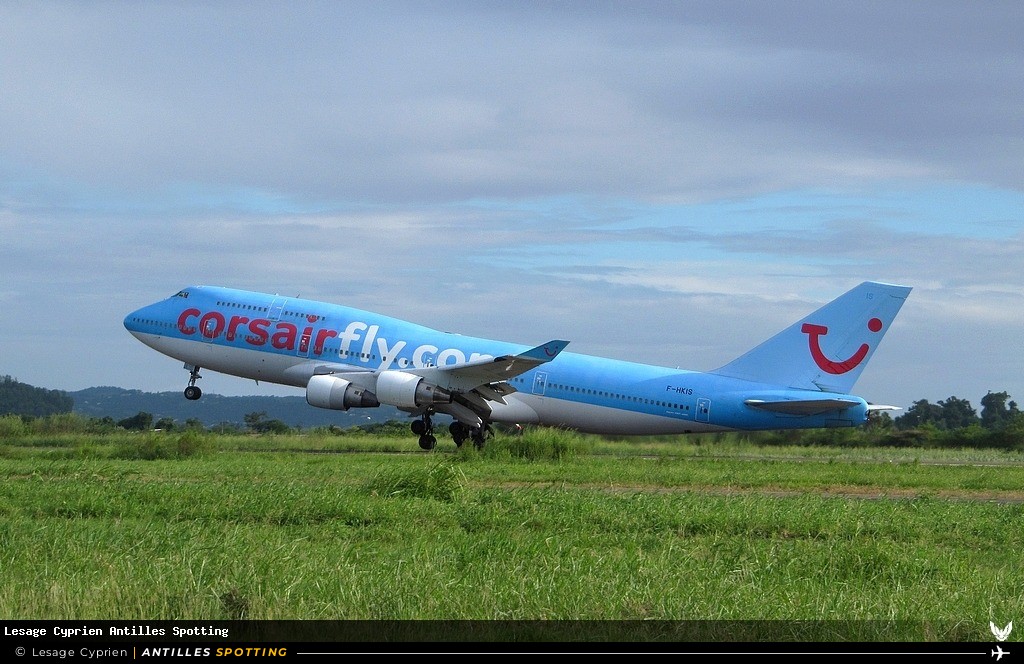 F-HKIS · Boeing 747-400, Corsair, Martinique – Aimé Césaire
