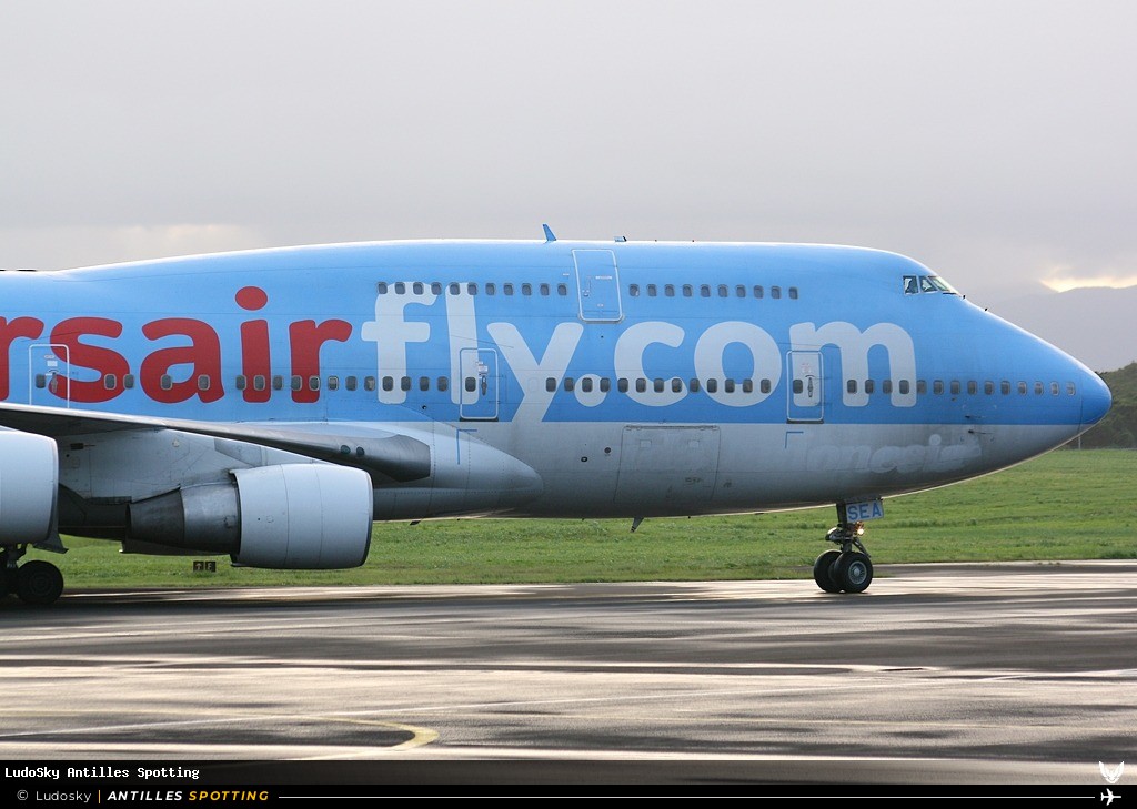 F-HSEA · Boeing 747-400, Corsairfly, Pointe-à-Pitre – Maryse Condé