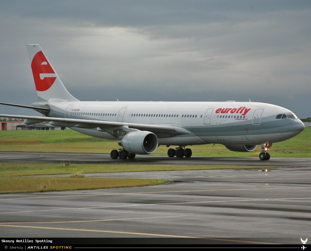 EI-EZL · Airbus A330-200, Eurofly, Pointe-à-Pitre – Maryse Condé