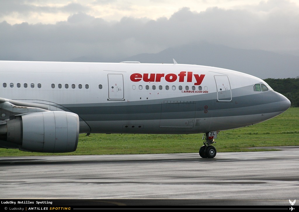 EI-EZL · Airbus A330-200, Eurofly, Pointe-à-Pitre – Maryse Condé