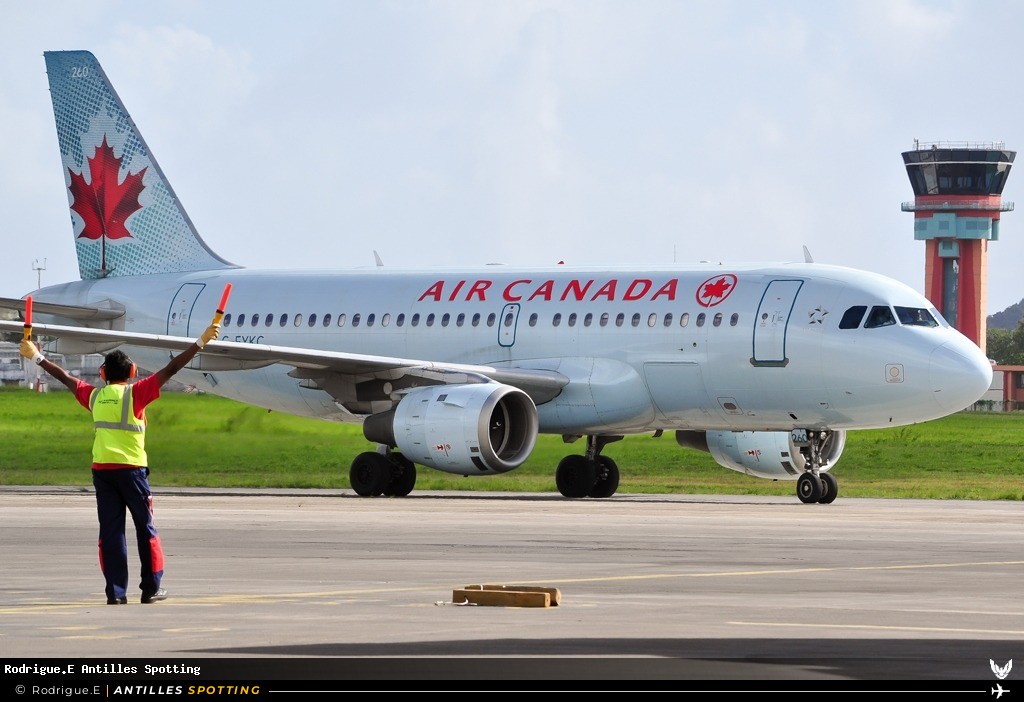 C-FYKC · Airbus A319, Air Canada, Pointe-à-Pitre – Maryse Condé
