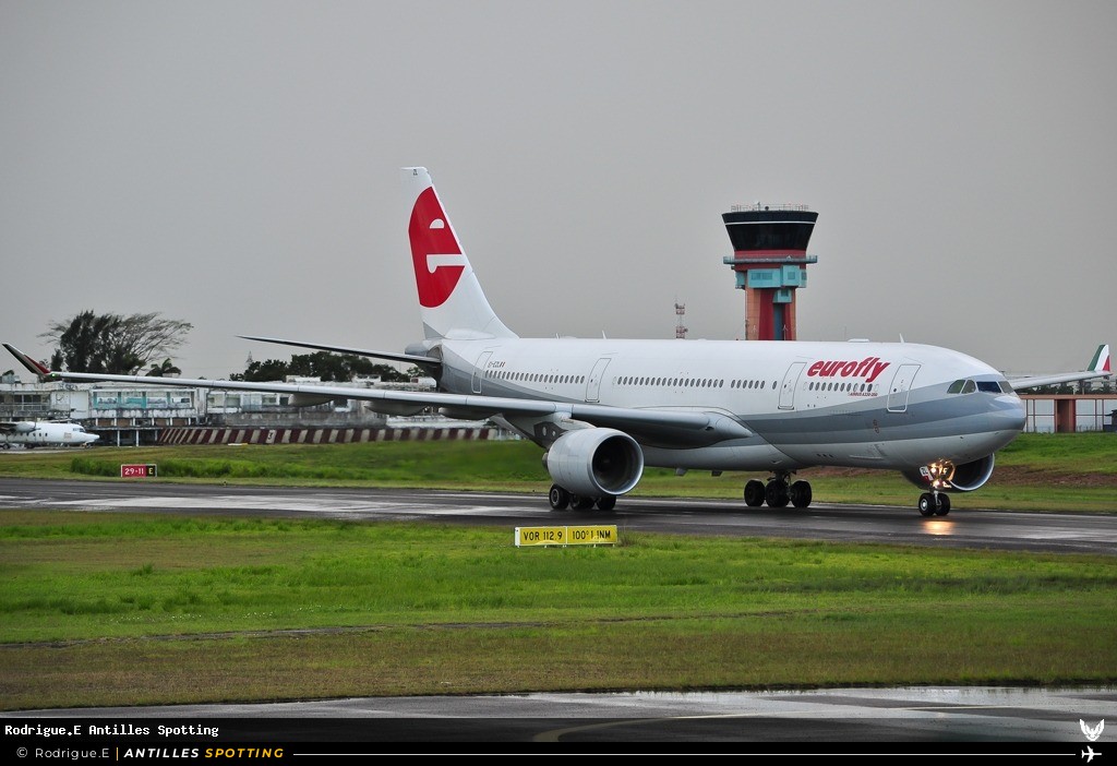 EI-EZL · Airbus A330-200, Eurofly, Pointe-à-Pitre – Maryse Condé