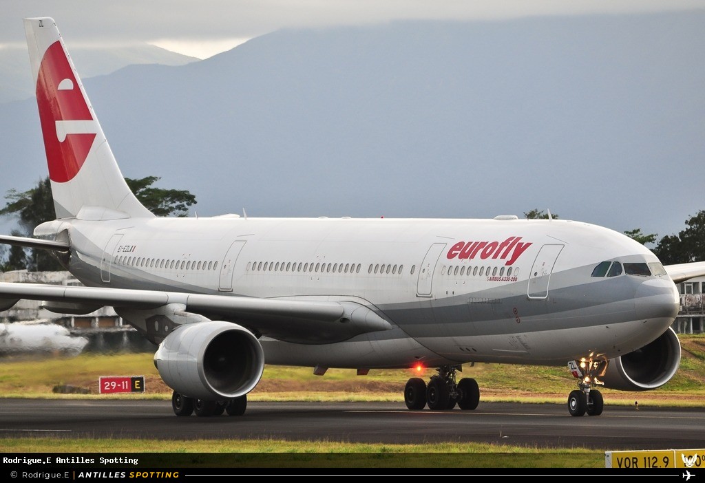 EI-EZL · Airbus A330-200, Eurofly, Pointe-à-Pitre – Maryse Condé