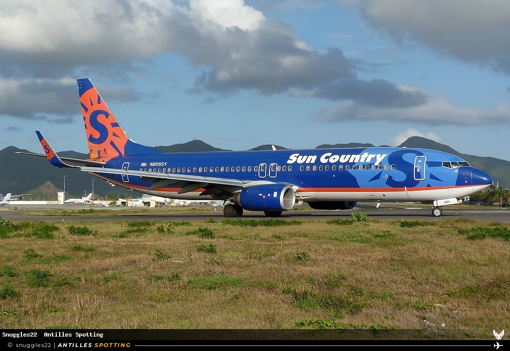 N805SY · Boeing 737-800, Sun Country Airlines, Sint Maarten – Princess Juliana