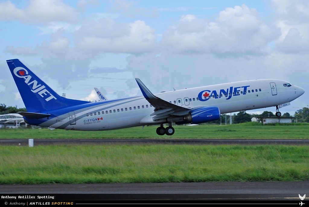 C-FYQN · Boeing 737-800, CanJet, Pointe-à-Pitre – Maryse Condé