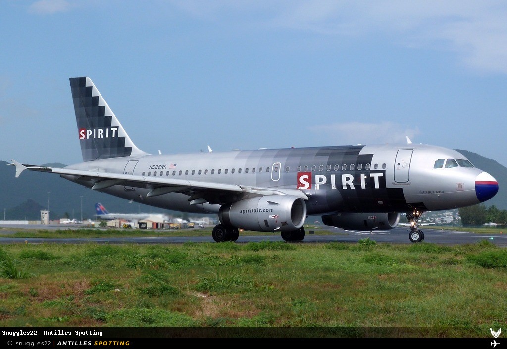 N528NK · Airbus A319, Spirit Airlines, Sint Maarten – Princess Juliana