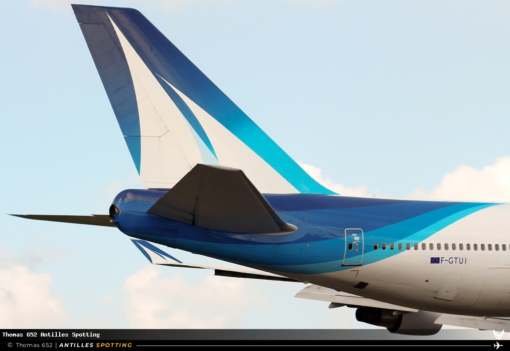 F-GTUI · Boeing 747-400, Corsair International, Pointe-à-Pitre – Maryse Condé