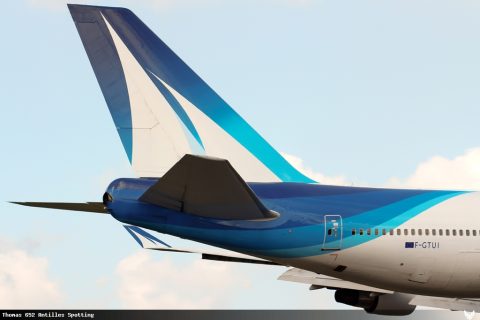 F-GTUI · Boeing 747-400, Pointe-à-Pitre – Maryse Condé