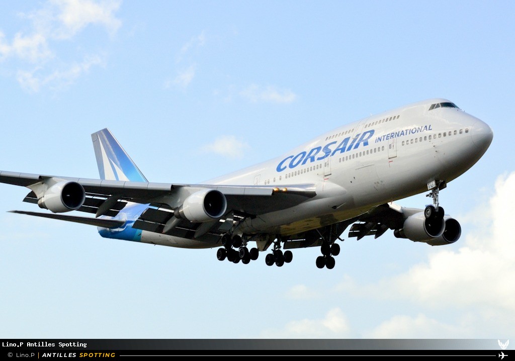 F-GTUI · Boeing 747-400, Corsair International, Pointe-à-Pitre – Maryse Condé