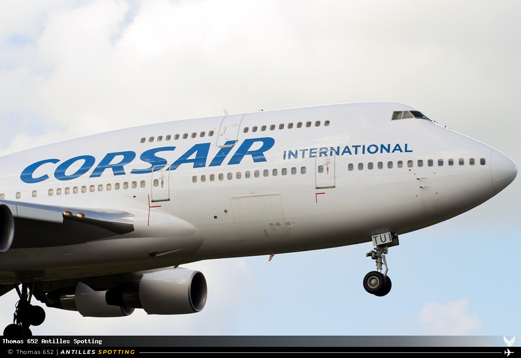 F-GTUI · Boeing 747-400, Corsair International, Pointe-à-Pitre – Maryse Condé
