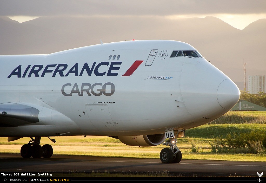 F-GIUA · Boeing 747-400, Air France Cargo, Pointe-à-Pitre – Maryse Condé