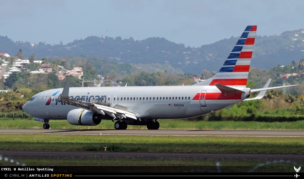 N989AN · Boeing 737-800, American Airlines, Martinique – Aimé Césaire