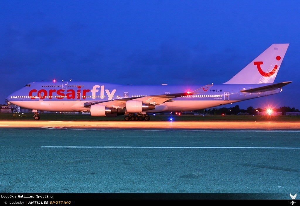 F-HSUN · Boeing 747-400, Corsair International, Pointe-à-Pitre – Maryse Condé