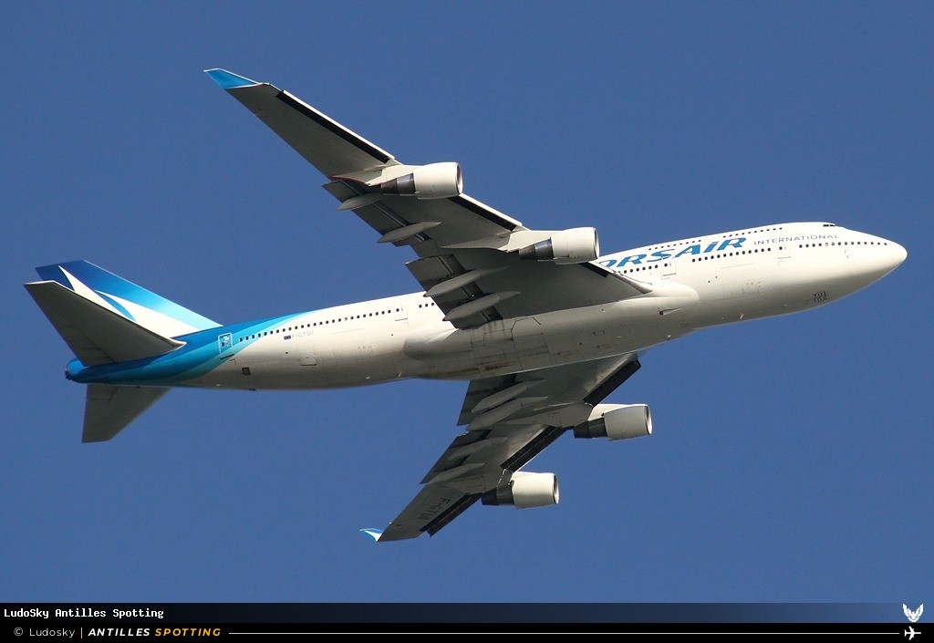 F-GTUI · Boeing 747-400, Corsair International, Martinique – Aimé Césaire