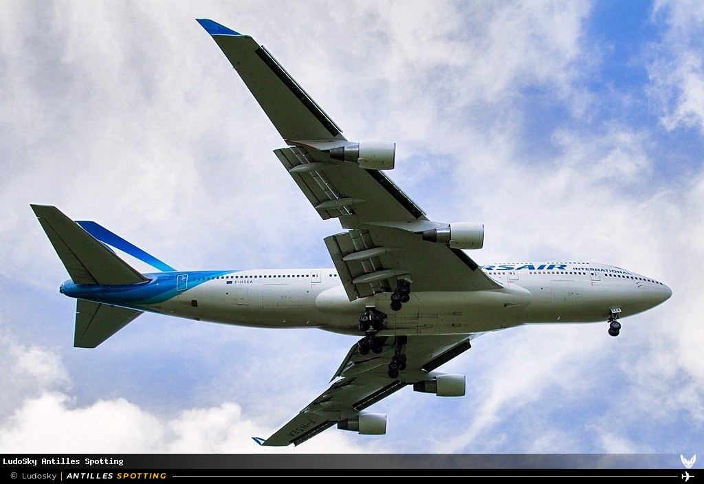 F-HSEA · Boeing 747-400, Corsair International, Pointe-à-Pitre – Maryse Condé