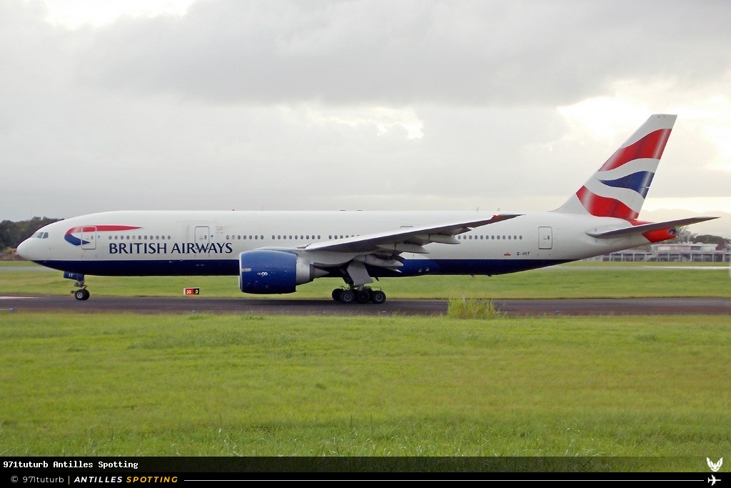 G-VIIT · Boeing 777-200, British Airways, Pointe-à-Pitre – Maryse Condé