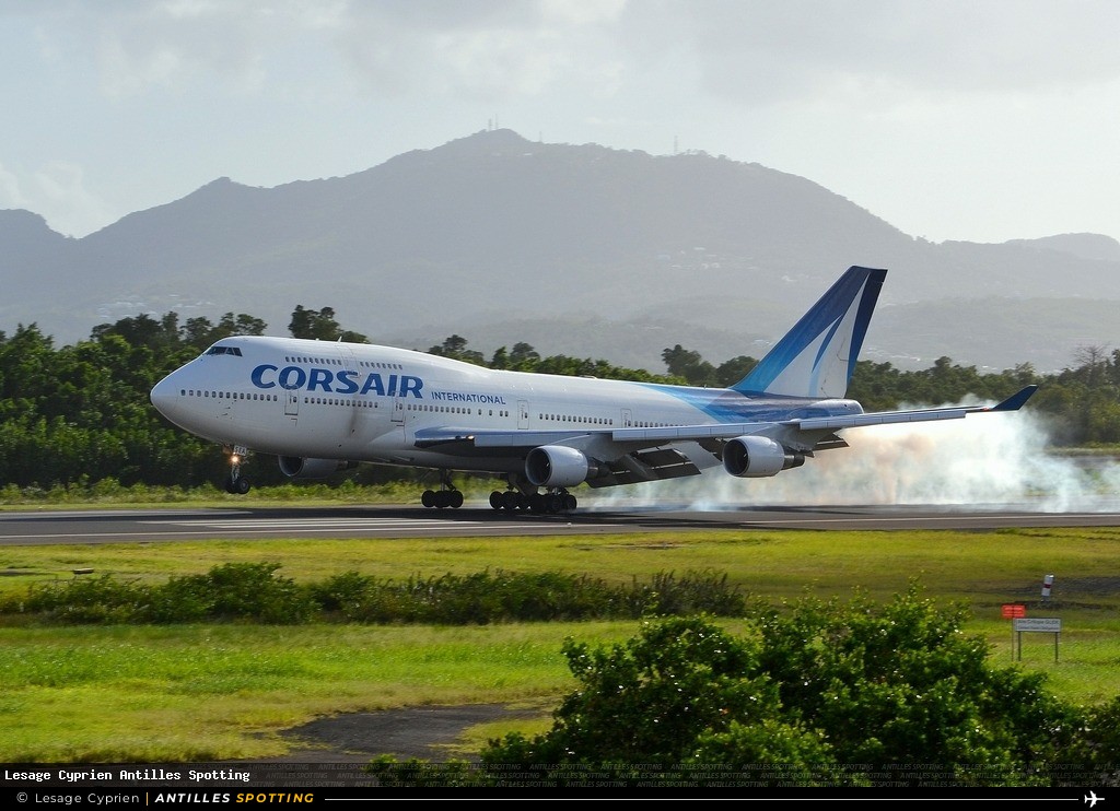 F-HSEA · Boeing 747-400, Corsair International, Martinique – Aimé Césaire