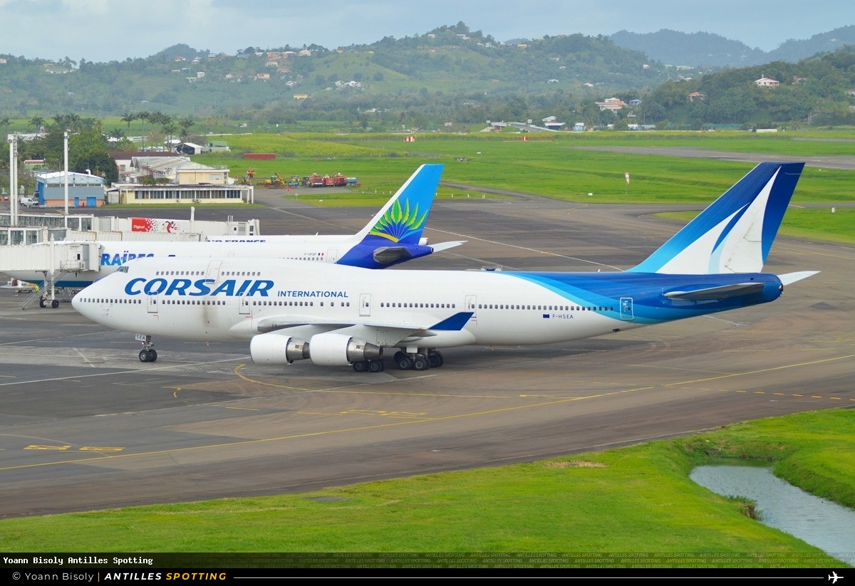 F-HSEA · Boeing 747-400, Corsair International, Martinique – Aimé Césaire