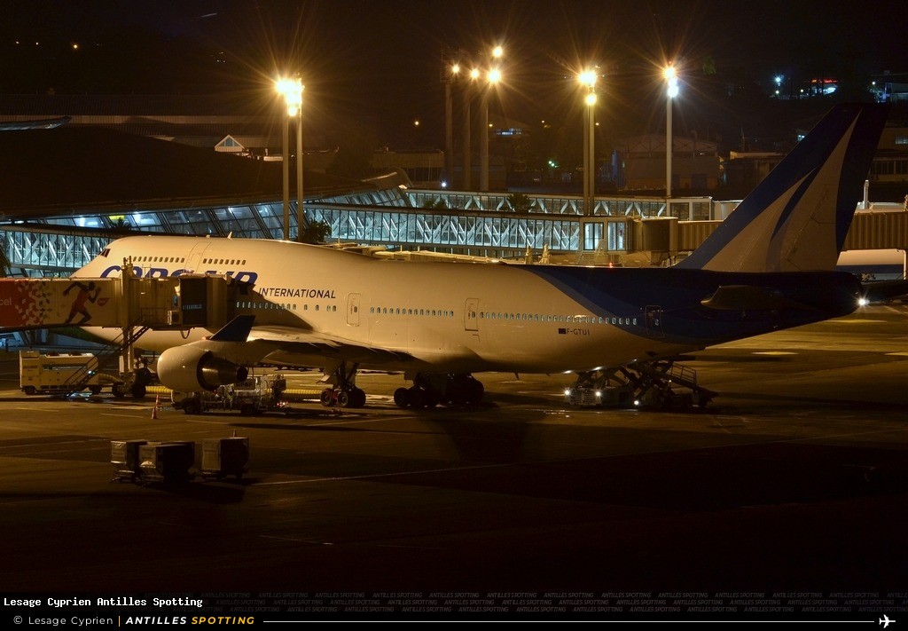 F-GTUI · Boeing 747-400, Corsair International, Martinique – Aimé Césaire