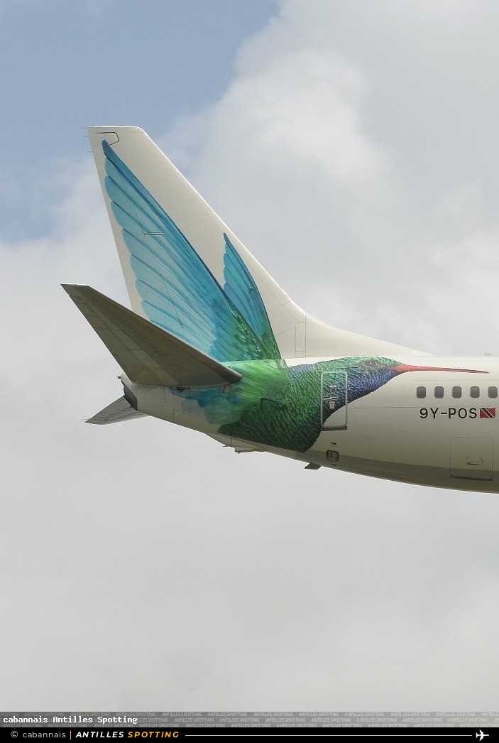 9Y-POS · Boeing 737-800, Caribbean Airlines, Martinique – Aimé Césaire