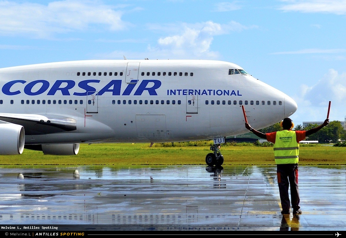 F-GTUI · Boeing 747-400, Corsair International, Pointe-à-Pitre – Maryse Condé