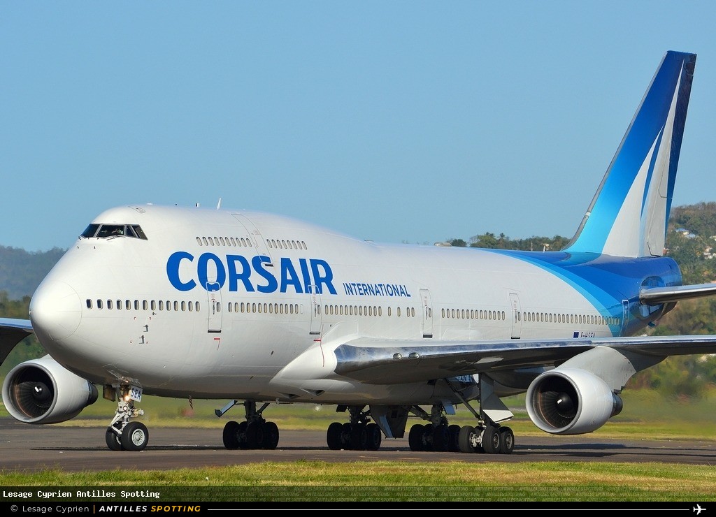 F-HSEA · Boeing 747-400, Corsair International, Martinique – Aimé Césaire