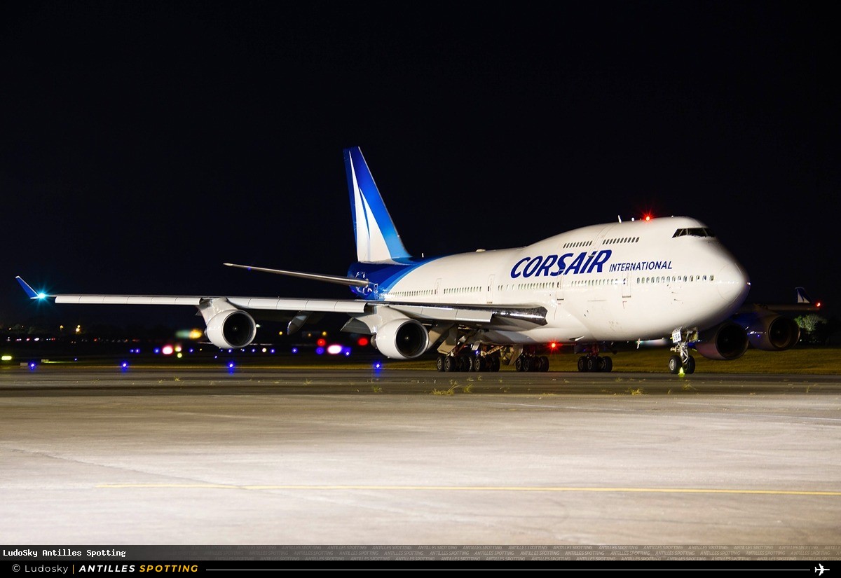 F-HSEA · Boeing 747-400, Corsair International, Pointe-à-Pitre – Maryse Condé