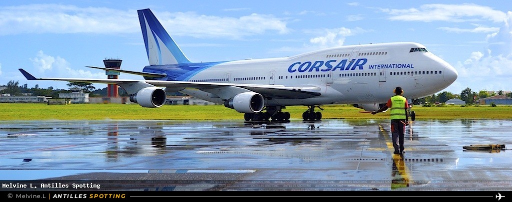 F-GTUI · Boeing 747-400, Corsair International, Pointe-à-Pitre – Maryse Condé