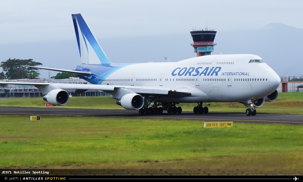 F-GTUI · Boeing 747-400, Corsair International, Pointe-à-Pitre – Maryse Condé