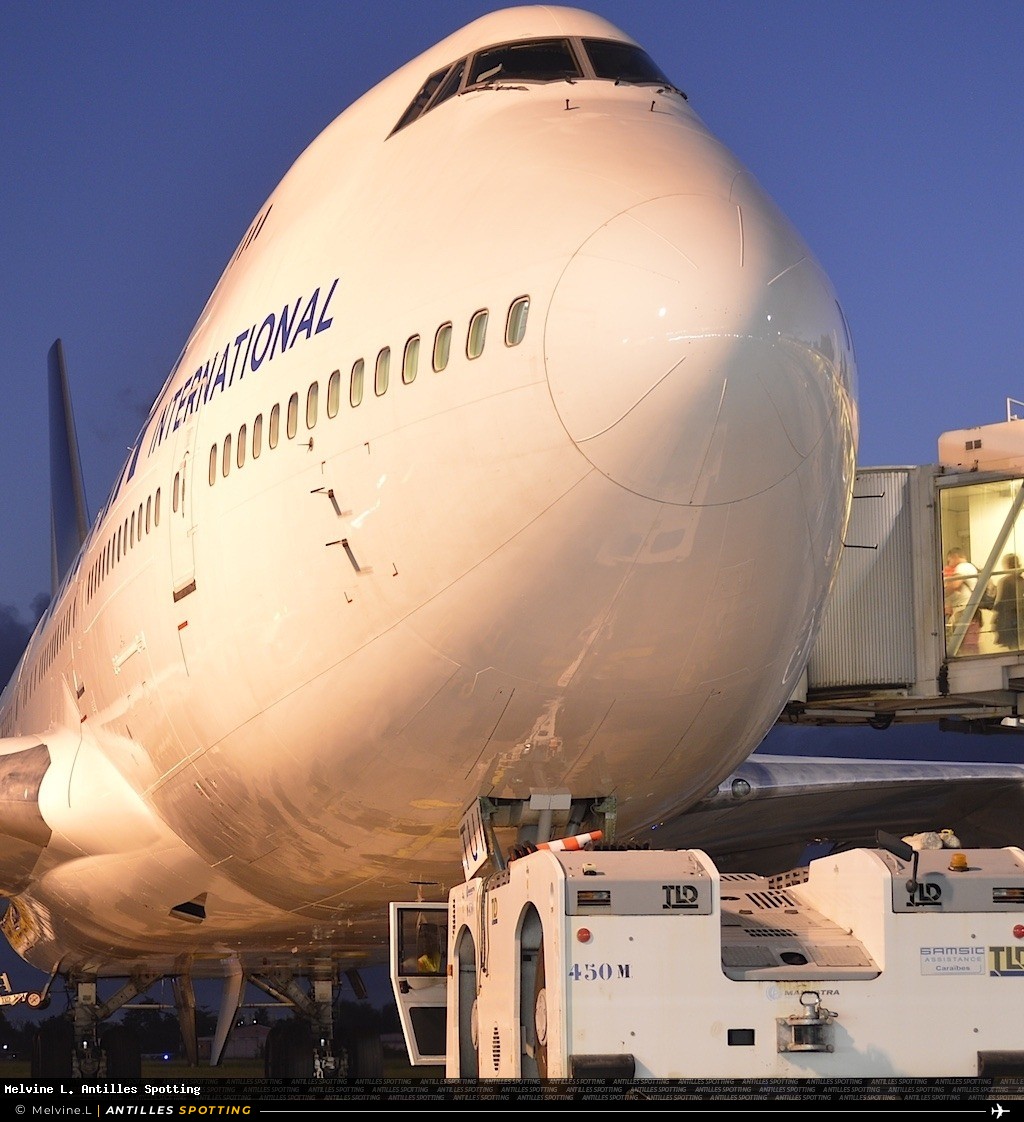F-GTUI · Boeing 747-400, Corsair International, Pointe-à-Pitre – Maryse Condé